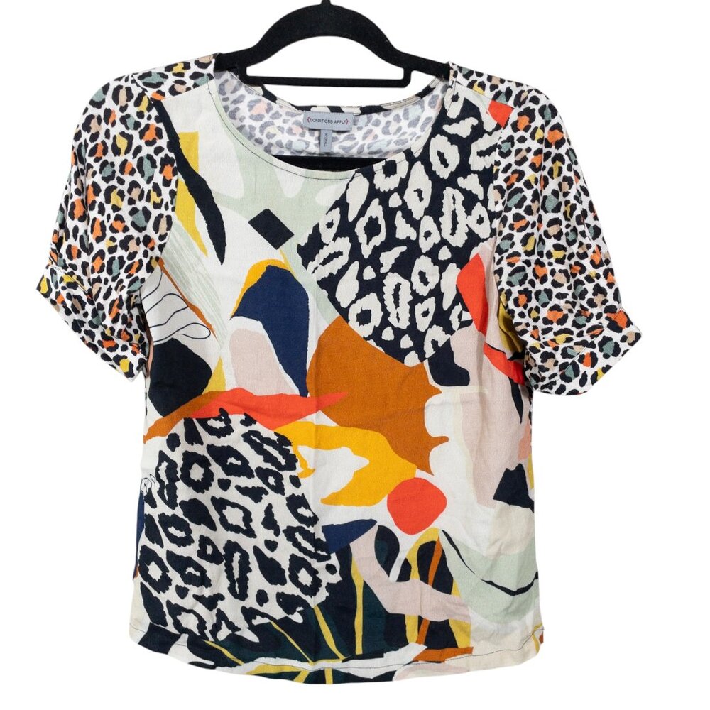 Anthropologie Conditions Apply Multi Color SZ XS Short Sleeve Top